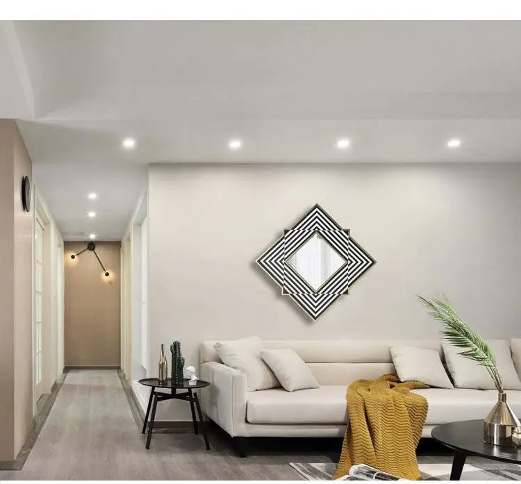 Nordic Wrought Iron Study Decorative Mirrors Modern Fitting Room Wall Hanging Mirror Simple Restaurant Kitchen Square Pendant