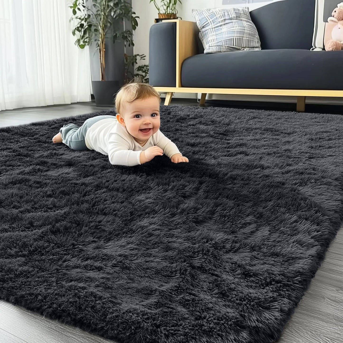 Olanly Large Area Rugs For Living Room Bedroom Soft Fluffy Shaggy Bedside Rug Indoor Floor Plush Carpet for Kids Dorm Home Decor