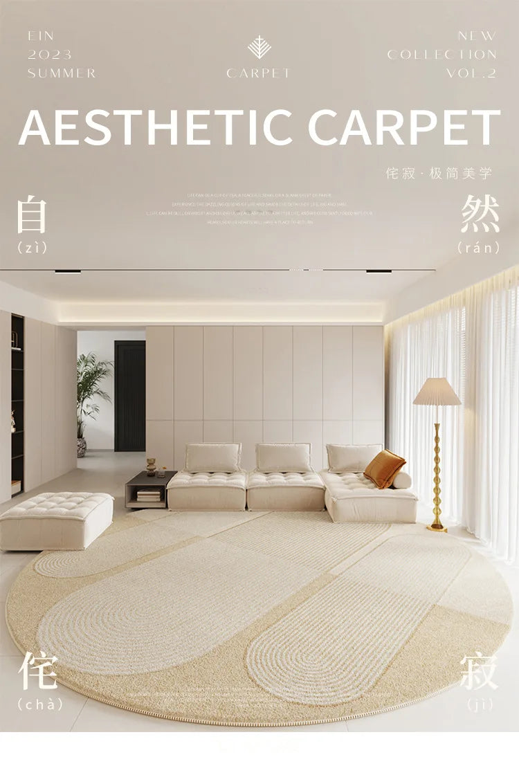 Modern Rugs for Bedroom Fluffy Soft Lounge Rug Thick Cloakroom Round Floor Mat Cream Living Room Decoration Anti-slip Carpet
