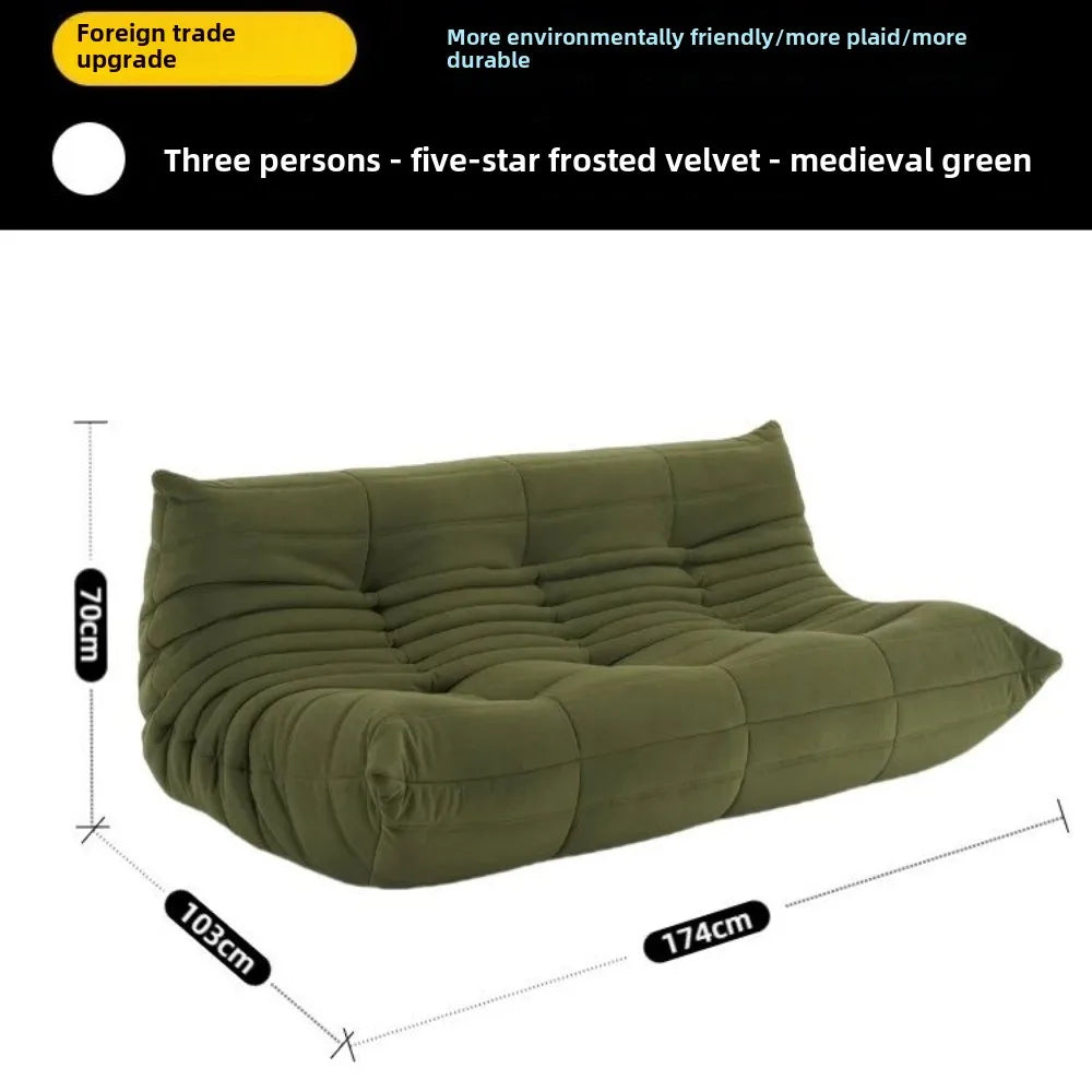 Fashion freehand space original first layer cowhide three-person Italian minimalist Togo caterpillar lazy sofa
