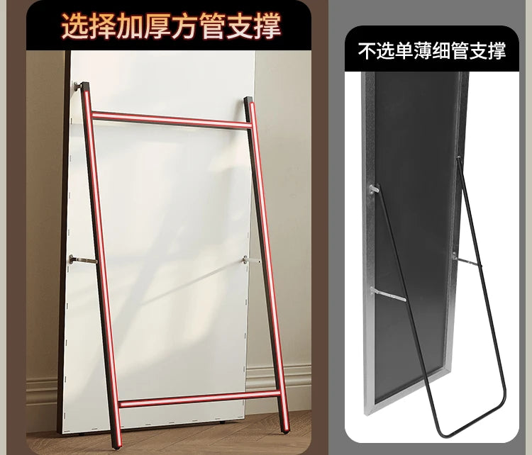 Square Wooden Mirror Garden Art Modern Full Body Standing Mirror Bedroom Floor Girls Rattan Espelhos Living Room Decorations