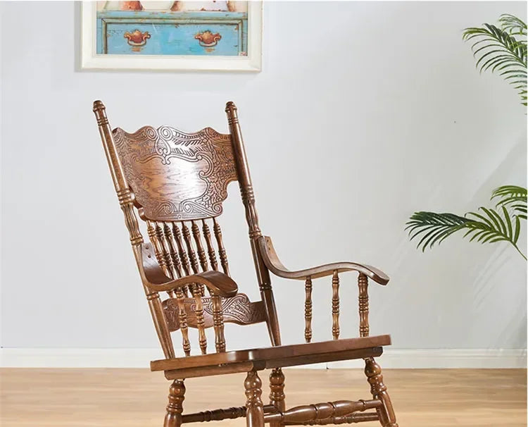 American Living Room Rocking Chairs Furniture Home Balcony Leisure Back Armchair for Adults Retro Homestay Dormitory Recliner Z