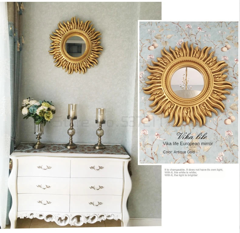 Sun Apollo Art Wall Mirror Decorative Bathroom Accessory Unique Champion Designs Reflective Art Piece Elegant Wall Decor