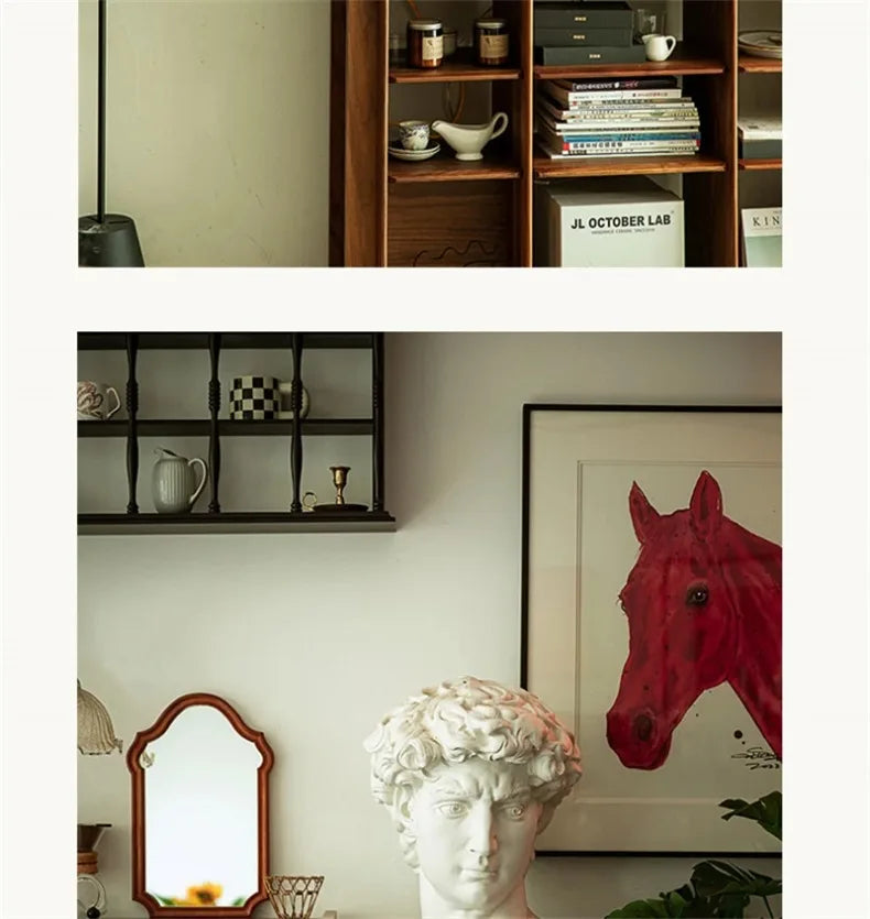French Living Room Kitchen Decorative Mirrors Solid Wood Frame Homestay Makeup Mirror Retro Bedroom Wall-mounted Bathroom Mirror