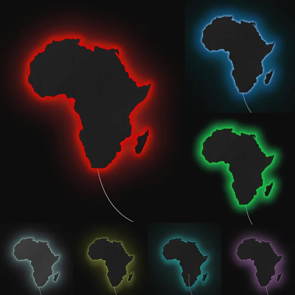 Map Of Africa Light Up Neon Sign For Bedroom Office Glowing African Map Geography Luminous Wall Mirror LED Lighting Home Decor