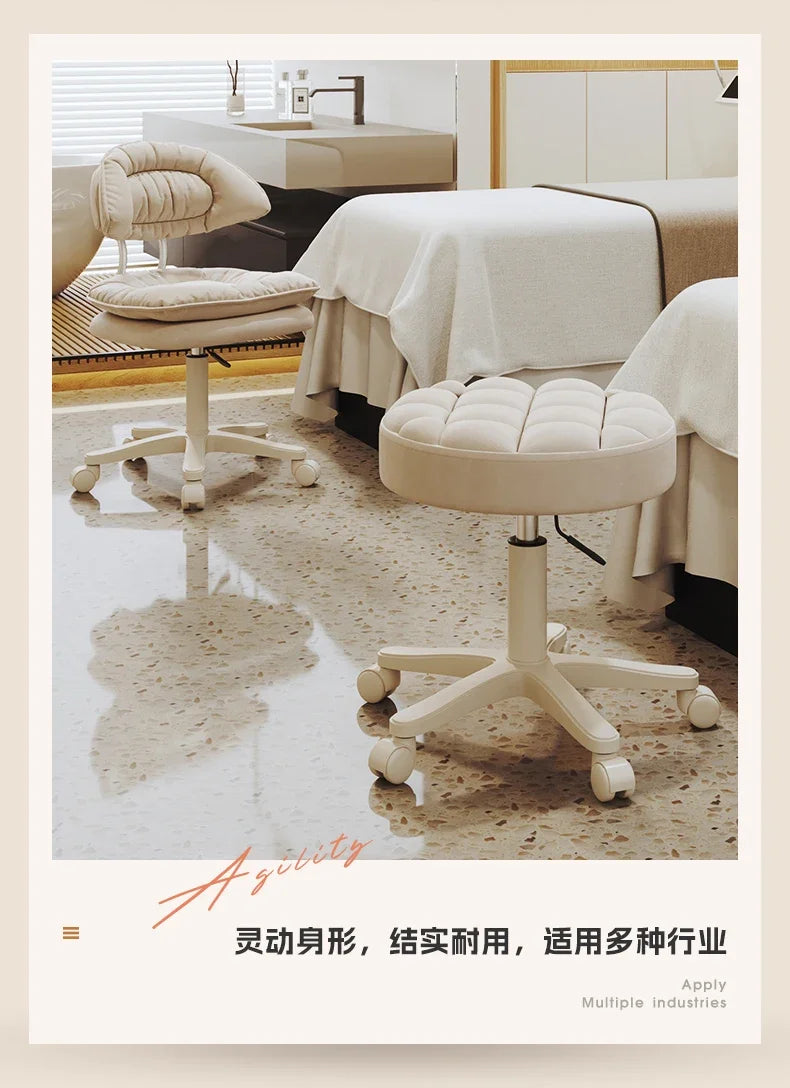 Nordic Luxury Salon Stool Special Lifting Rotating Backrest Bar Seat Large Hairdressing Manicurist Circle Chair
