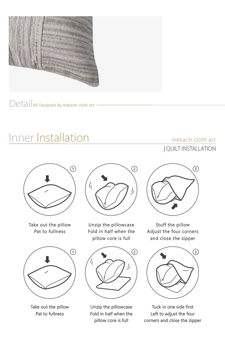 Original design model room sofa pillow living room pillow simple beige texture stripe stitching square pillow seat cushion