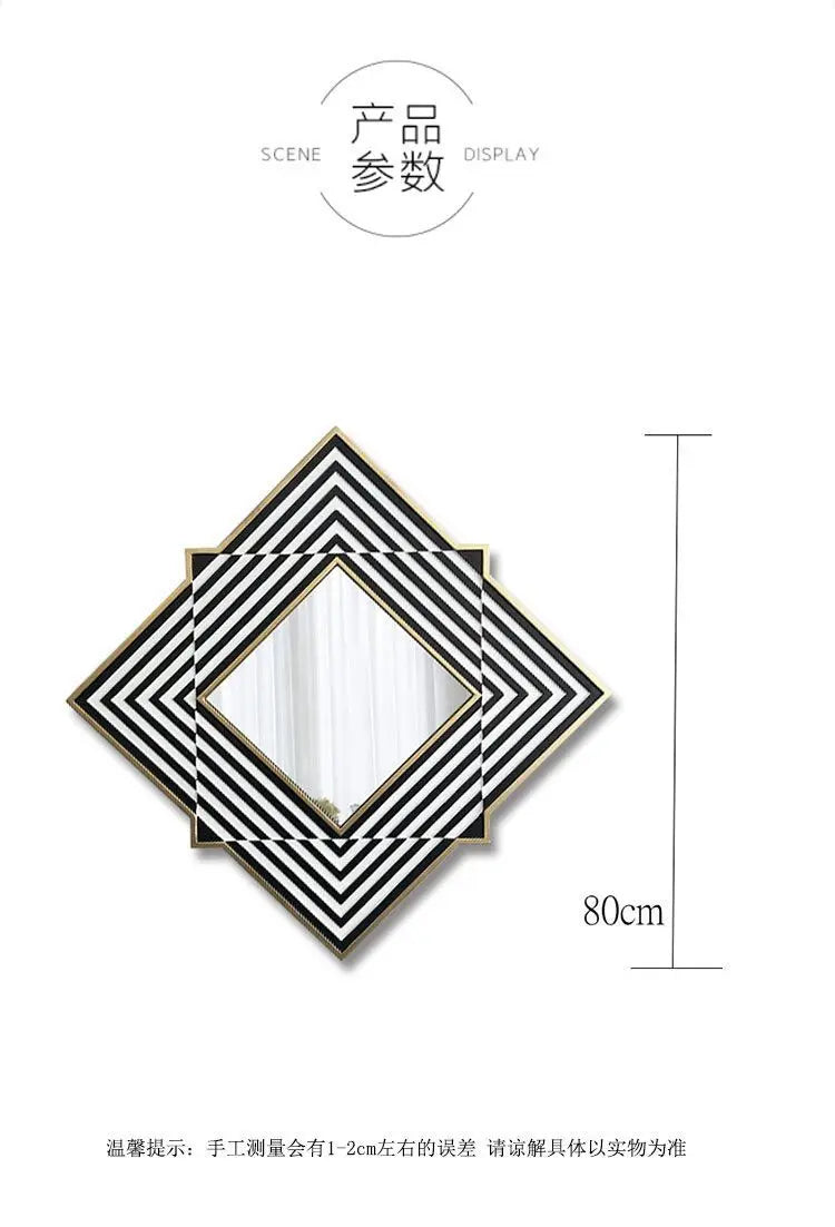 Nordic Wrought Iron Study Decorative Mirrors Modern Fitting Room Wall Hanging Mirror Simple Restaurant Kitchen Square Pendant