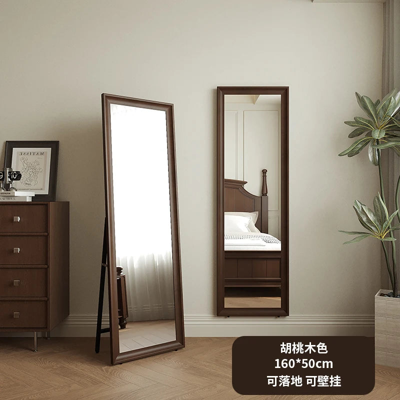 Square Wooden Mirror Garden Art Modern Full Body Standing Mirror Bedroom Floor Girls Rattan Espelhos Living Room Decorations