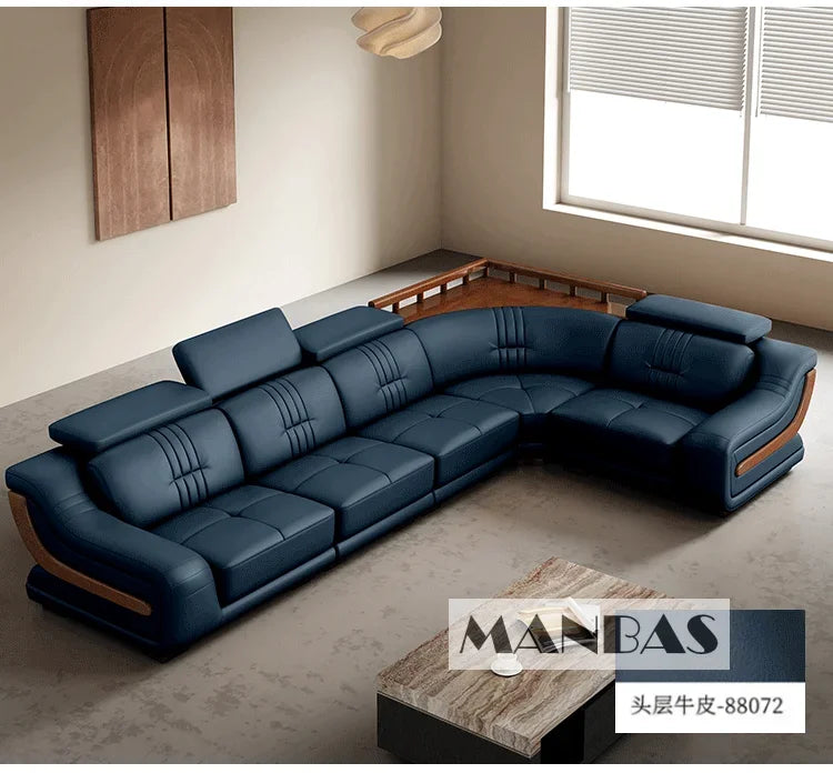 Linlamlim Premium Italian Genuine Leather Sofa Set Big Sectional Couch Living Room Sofas With Adjustable Headrest Home Furniture
