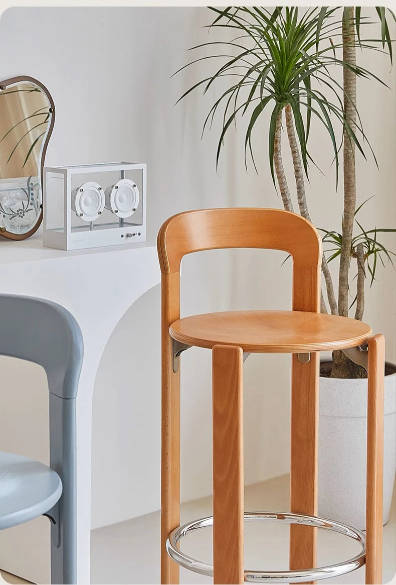 Nordic Beech Solid Wood Plywood Dining Stackable Vintage Curved Rey Backrest Swiss Chair