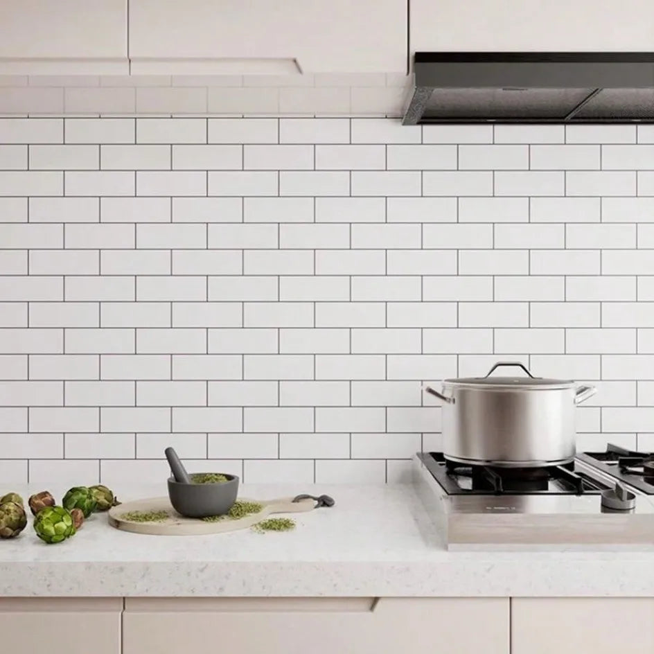 White/Black Brick Waterproof Oil-Proof Wallpaper for Kitchen Countertop Cabinet Decor Self Adhesive Removable Wall Stickers