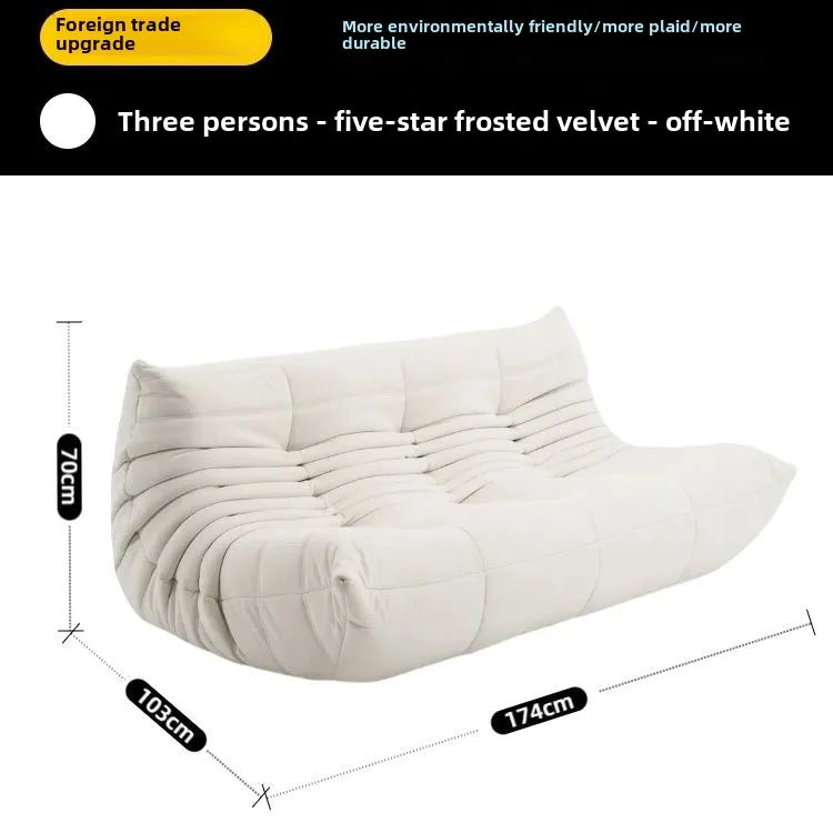 Fashion freehand space original first layer cowhide three-person Italian minimalist Togo caterpillar lazy sofa