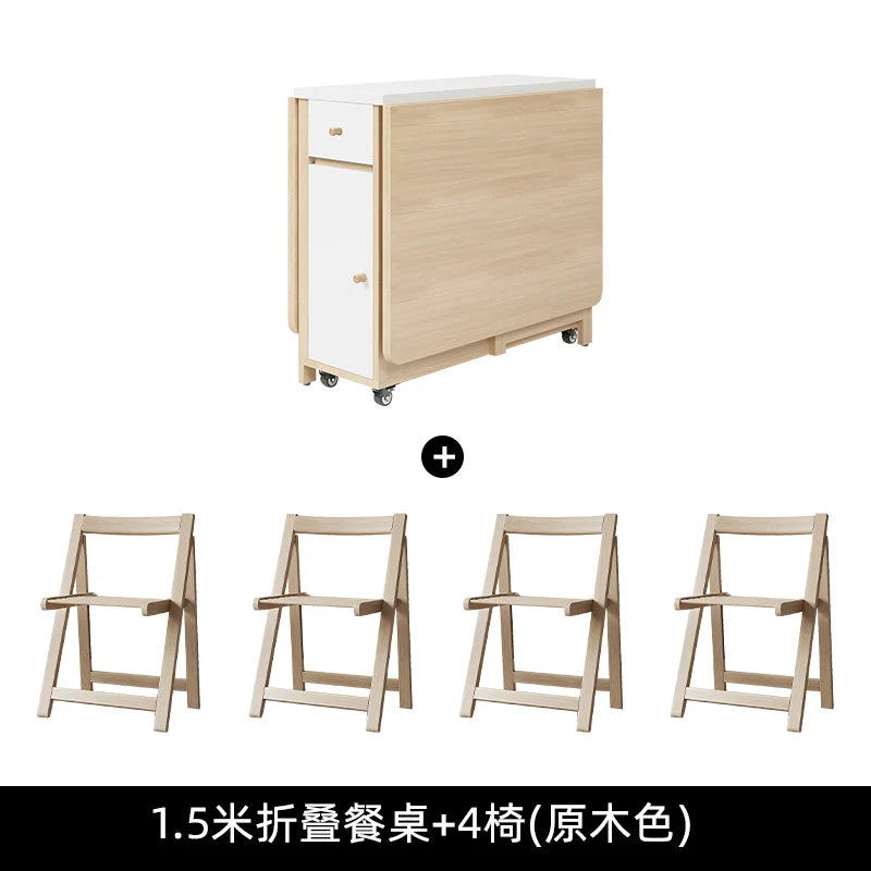 Folding Dining Table Set 6 Chairs Luxury Vintage Square Dining Table Extensio Nordic Mesas Y Sillas De Comedor Kitchen Furniture