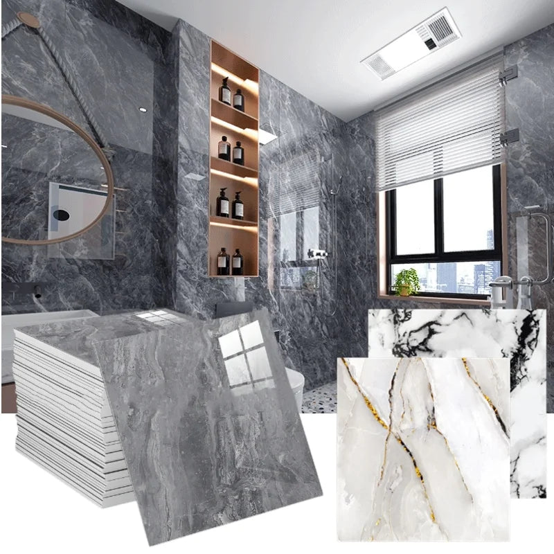 Background Decoration Glossy Anti-marble Texture Wall Stickers Moisture-proof Waterproof Self-adhesive Stickers PVC Foam Decals