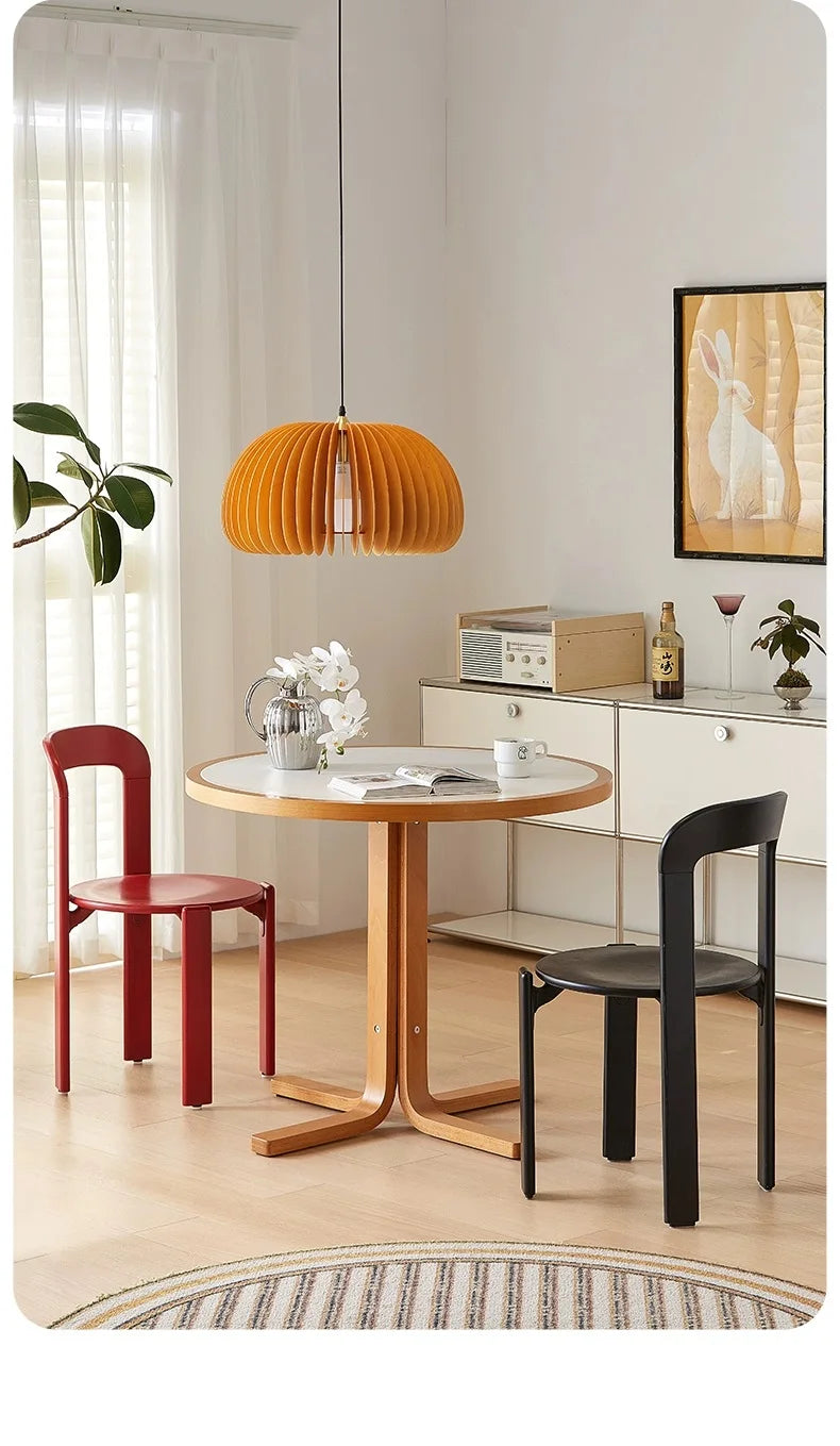 Nordic Beech Solid Wood Plywood Dining Stackable Vintage Curved Rey Backrest Swiss Chair