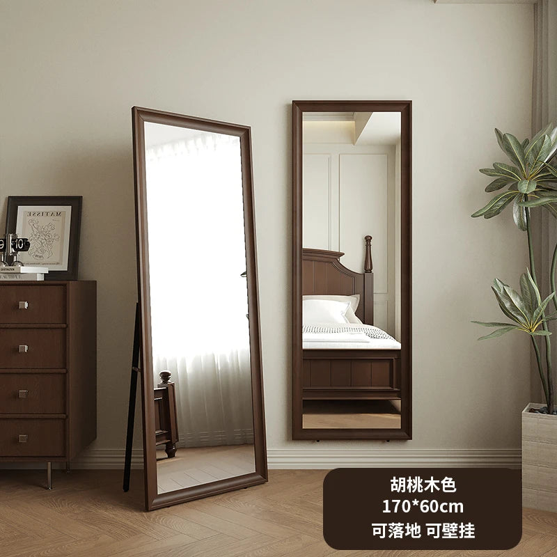 Square Wooden Mirror Garden Art Modern Full Body Standing Mirror Bedroom Floor Girls Rattan Espelhos Living Room Decorations