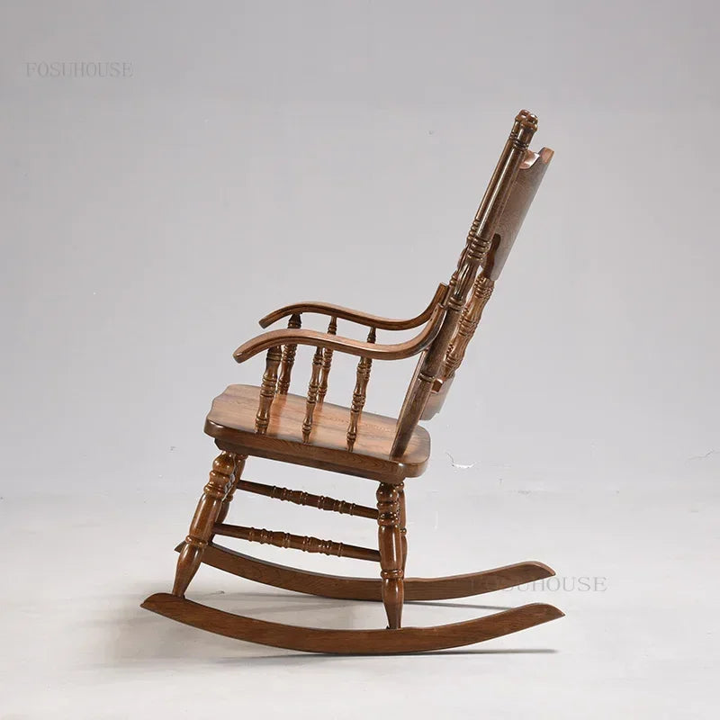 American Living Room Rocking Chairs Furniture Home Balcony Leisure Back Armchair for Adults Retro Homestay Dormitory Recliner Z