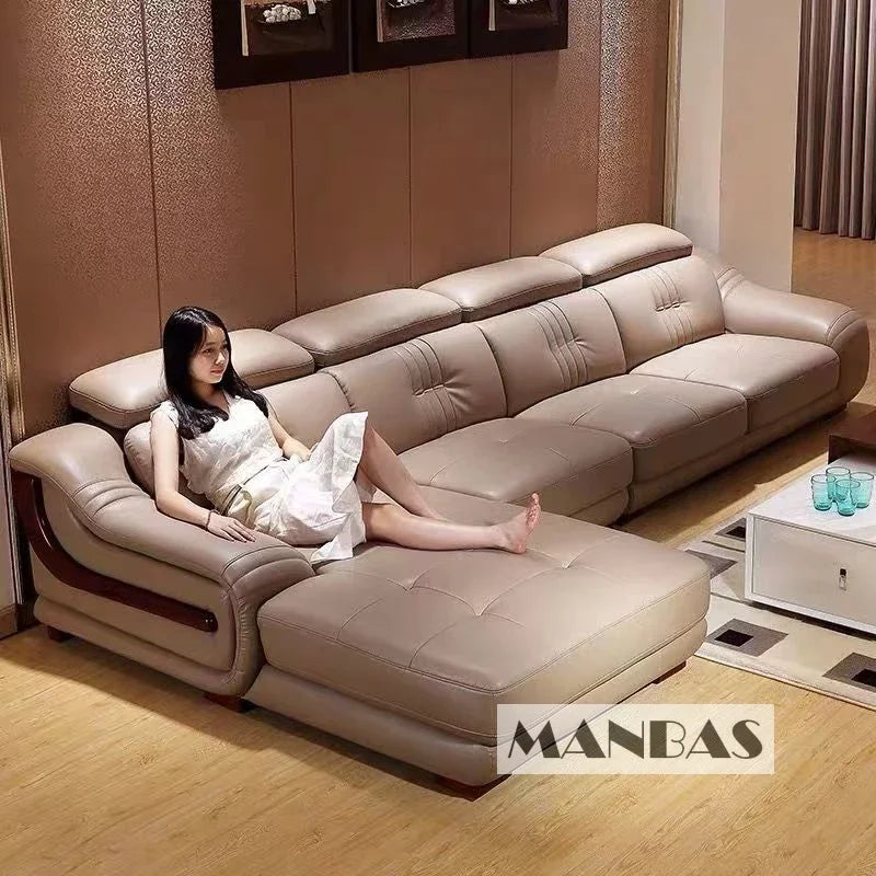 Linlamlim Premium Italian Genuine Leather Sofa Set Big Sectional Couch Living Room Sofas With Adjustable Headrest Home Furniture