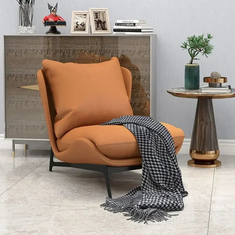 Chic and Contemporary Nordic Chair for Cozy Living Room Lounging Minimalist Single Seat Sofa with Artistic Touch for Balcony