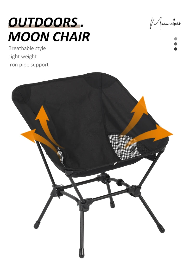 Square Structure Beach Fishing Stool, Convenient Four-Corner Camping Folding Chair, Lightweight Iron Tube Moon Chair