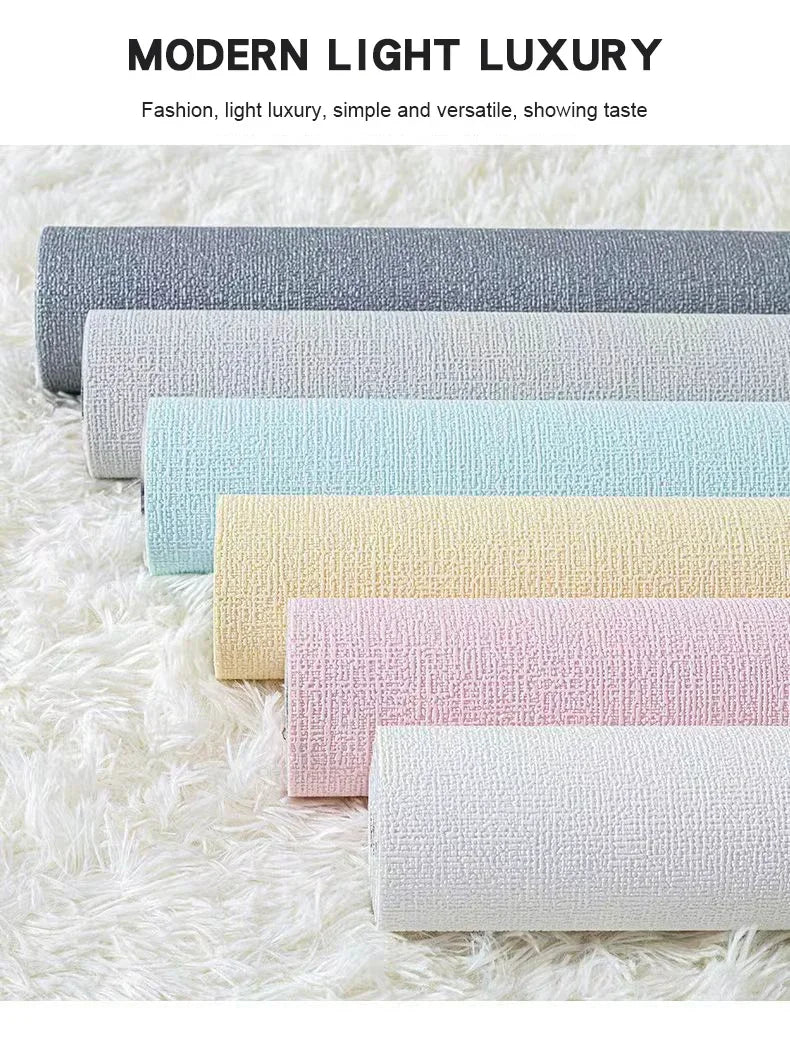 Linen Wallpaper Self-adhesive Waterproof Moisture-proof and Moldy Resistant 3D Wall Stickers Home Living Room Wall Decoration