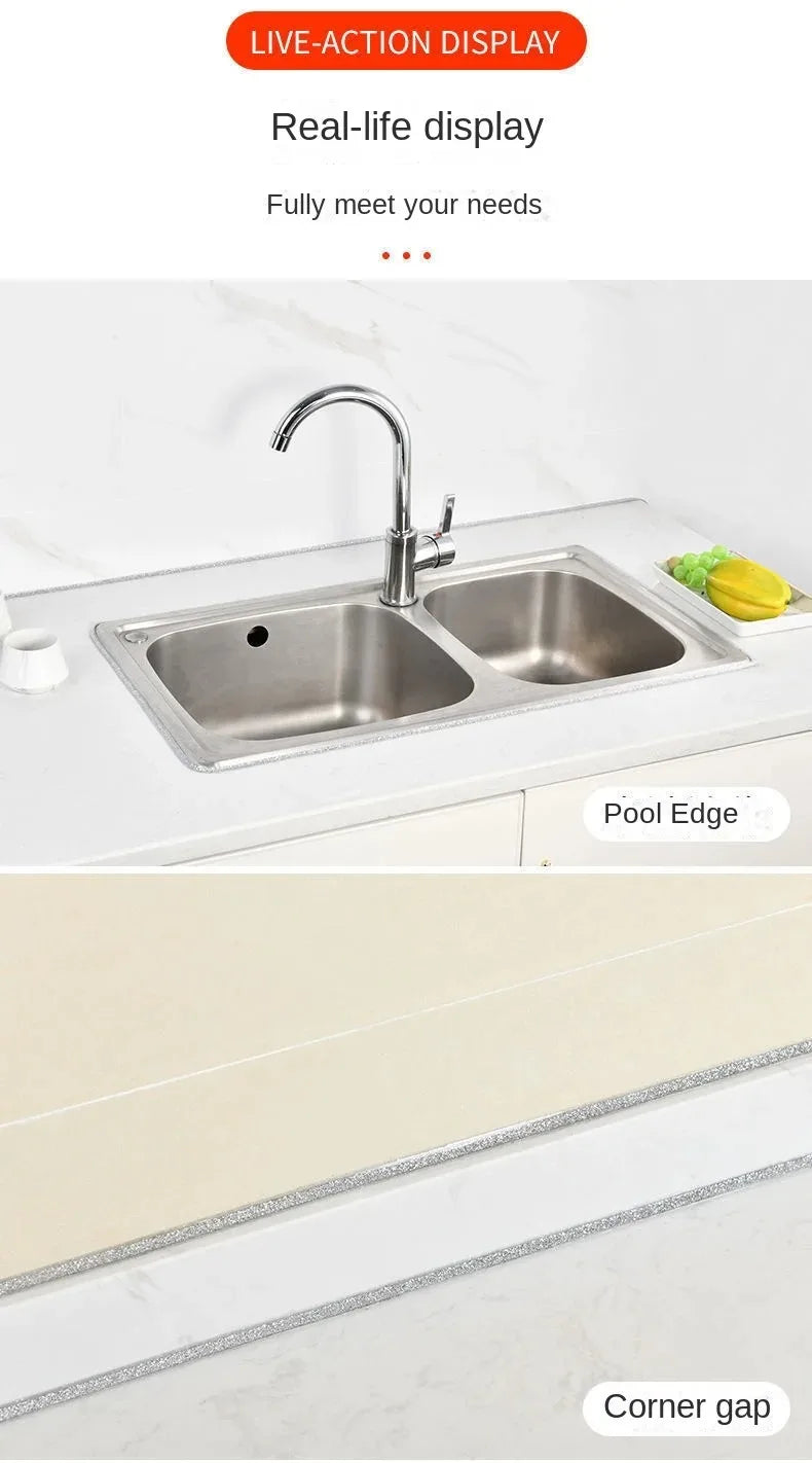 Self-Adhesive Ceramic Tile Gap Tape Kitchen Bathroom Waterproof Mildewproof Stickers Beautiful Seam Tapes sparkle Decor Strip