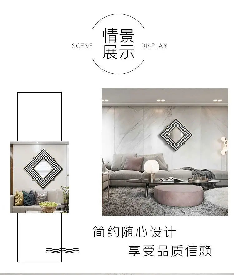 Nordic Wrought Iron Study Decorative Mirrors Modern Fitting Room Wall Hanging Mirror Simple Restaurant Kitchen Square Pendant