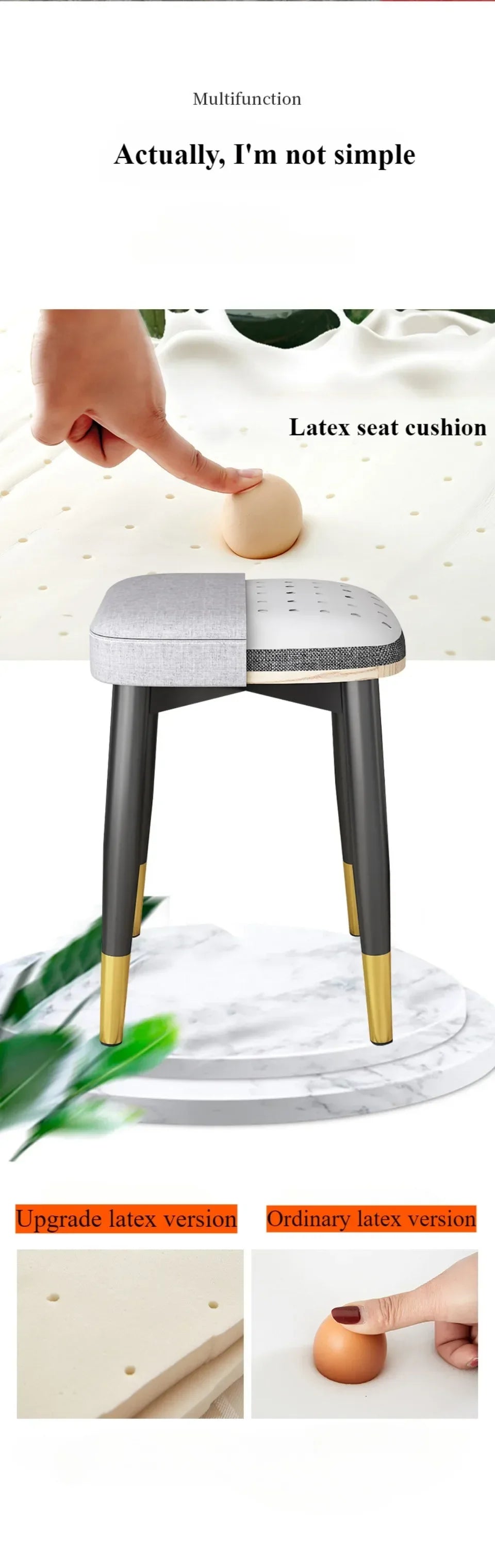Dining Chair Living Room Leatherwear Latex Version Light Luxury Chair Dining Room Thickening Stable Leatherwear Square Stools