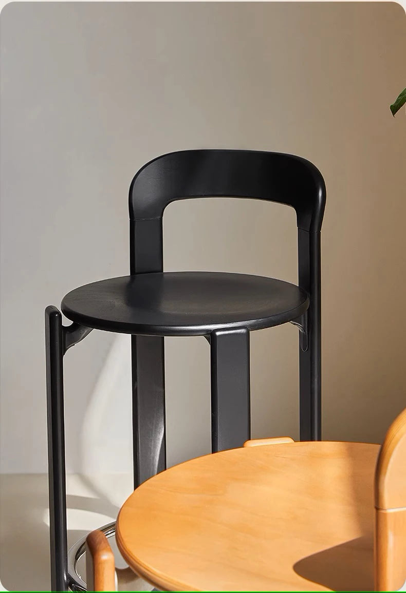 Nordic Beech Solid Wood Plywood Dining Stackable Vintage Curved Rey Backrest Swiss Chair