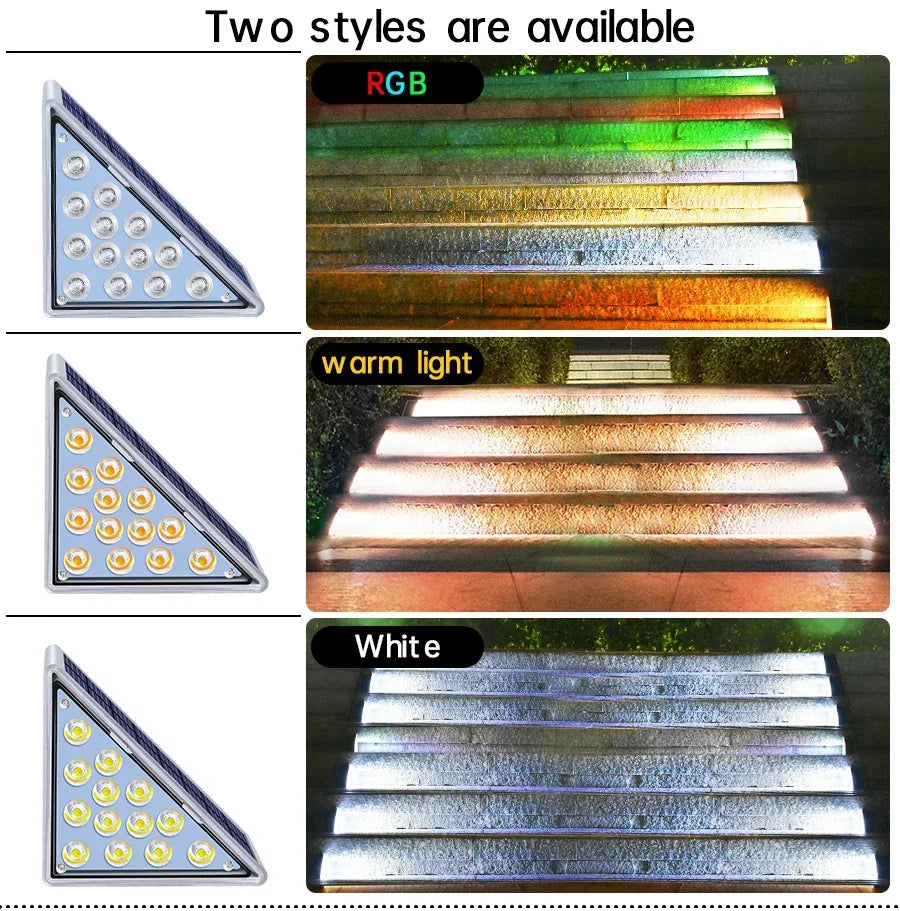 6pcs LED Step Lamp Stair Light Outdoor IP67 Waterproof Solar Light With Lens Anti-theft Decor Lighting For Garden Deck Path
