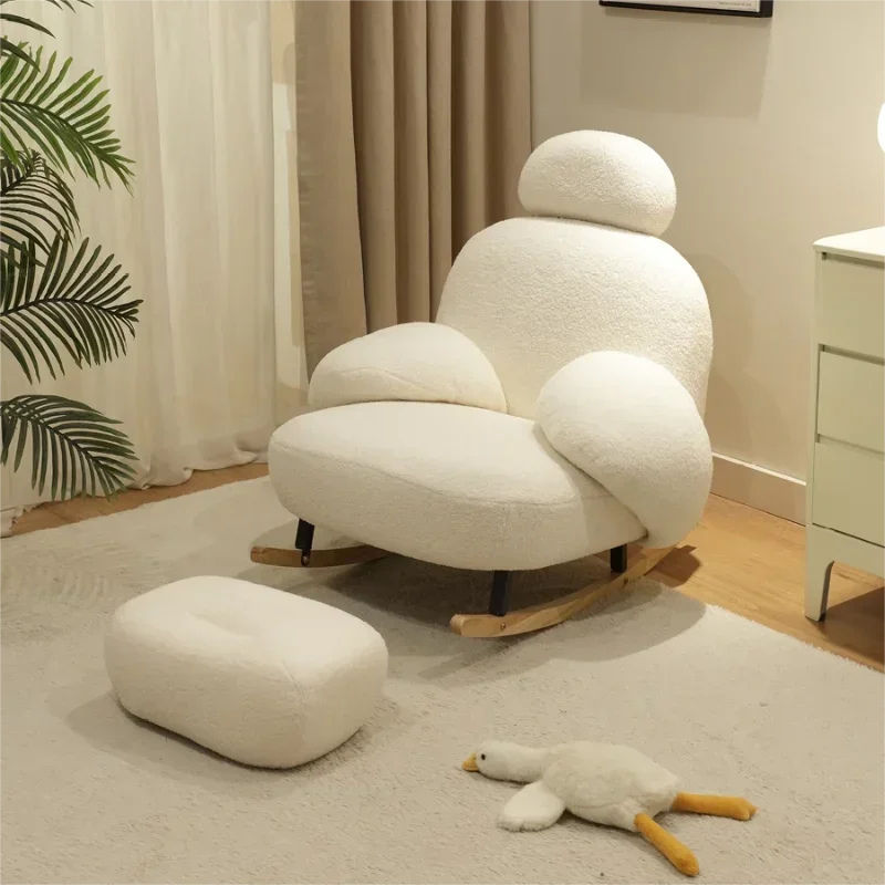 Home Cream Style Living Room Balcony Leisure Lazy Sofa, Light Luxury Bedroom Recliner, Nordic Rocking Chair, Housewarming Gift