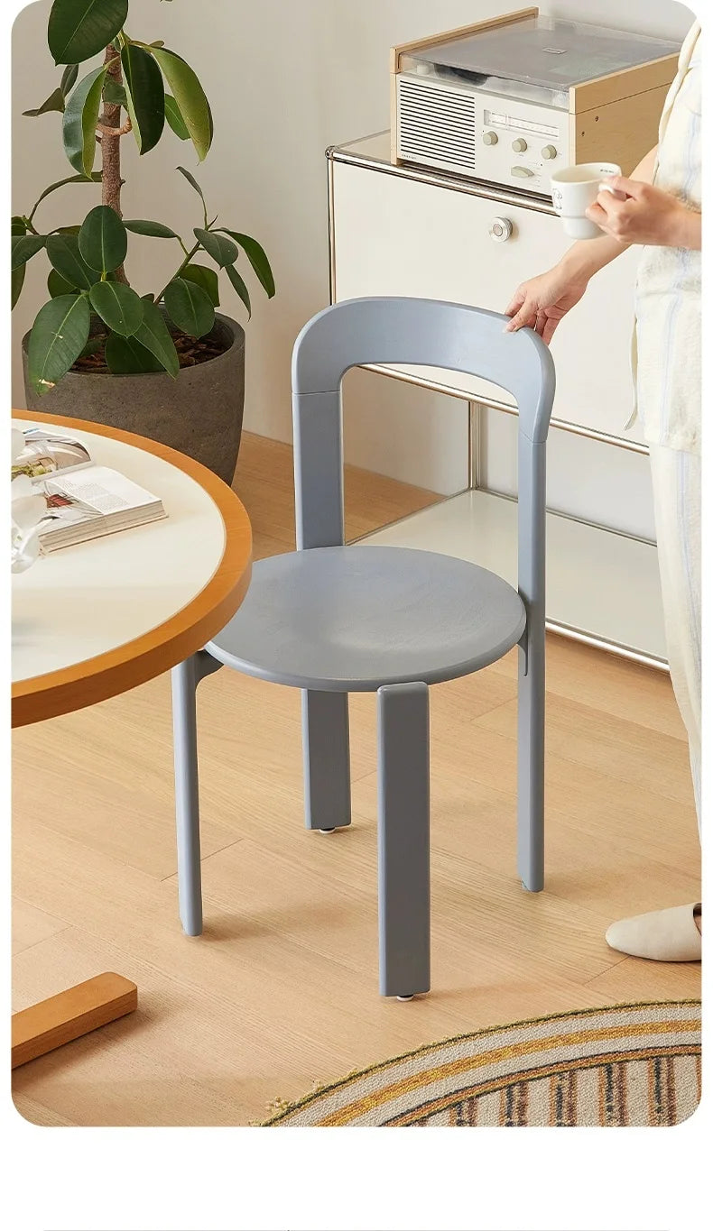 Nordic Beech Solid Wood Plywood Dining Stackable Vintage Curved Rey Backrest Swiss Chair