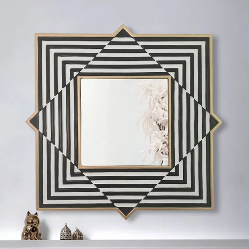 Nordic Wrought Iron Study Decorative Mirrors Modern Fitting Room Wall Hanging Mirror Simple Restaurant Kitchen Square Pendant