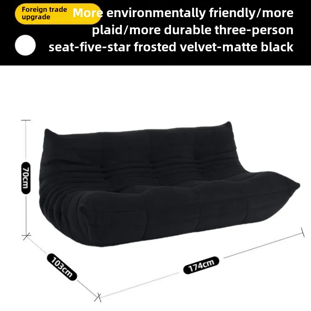 Fashion freehand space original first layer cowhide three-person Italian minimalist Togo caterpillar lazy sofa