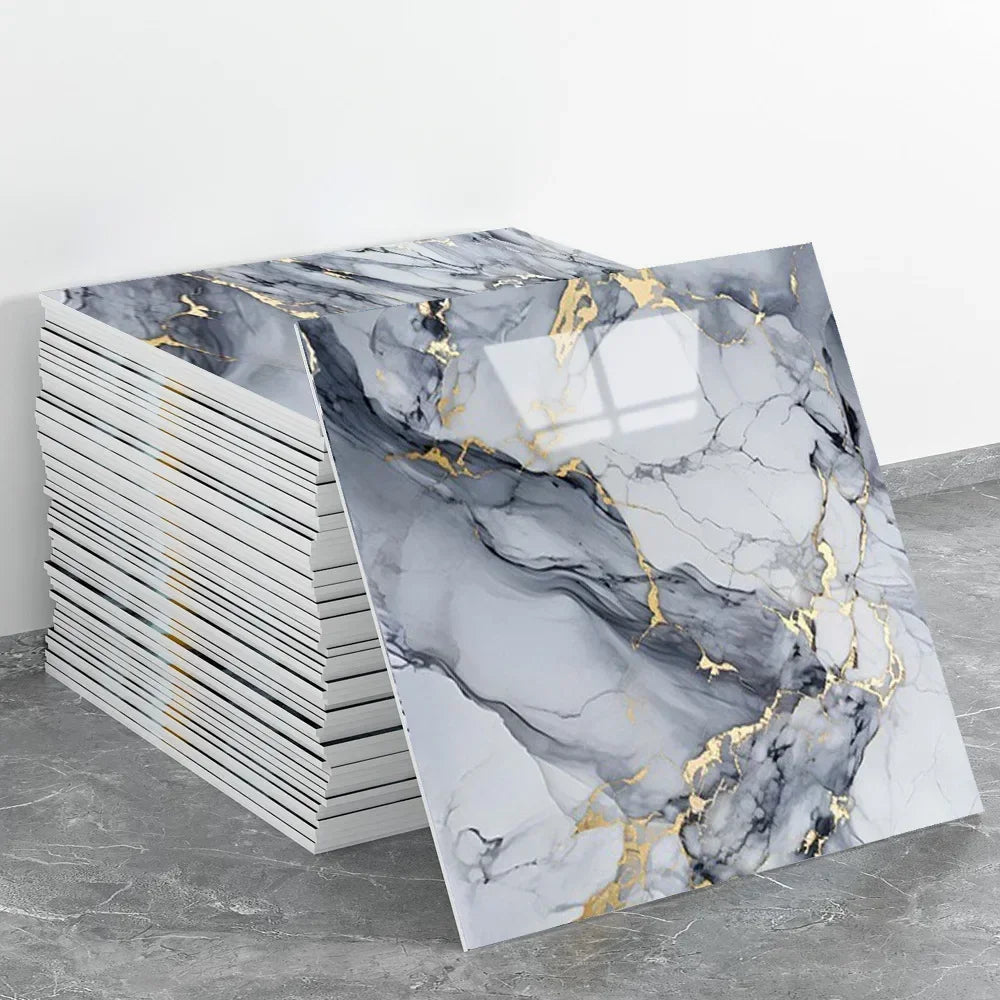 Background Decoration Glossy Anti-marble Texture Wall Stickers Moisture-proof Waterproof Self-adhesive Stickers PVC Foam Decals