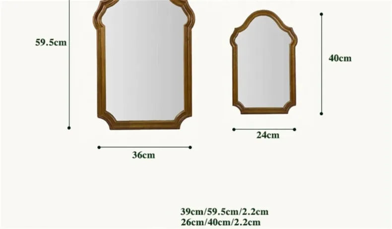French Living Room Kitchen Decorative Mirrors Solid Wood Frame Homestay Makeup Mirror Retro Bedroom Wall-mounted Bathroom Mirror