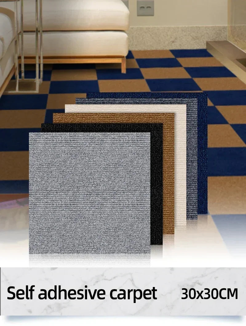 30x30CM DIY Self Adhesive Carpet Floor Tiles Sticker Square Rugs Peel And Stick Mat Flooring For Kitchen Home Decor Carpets 