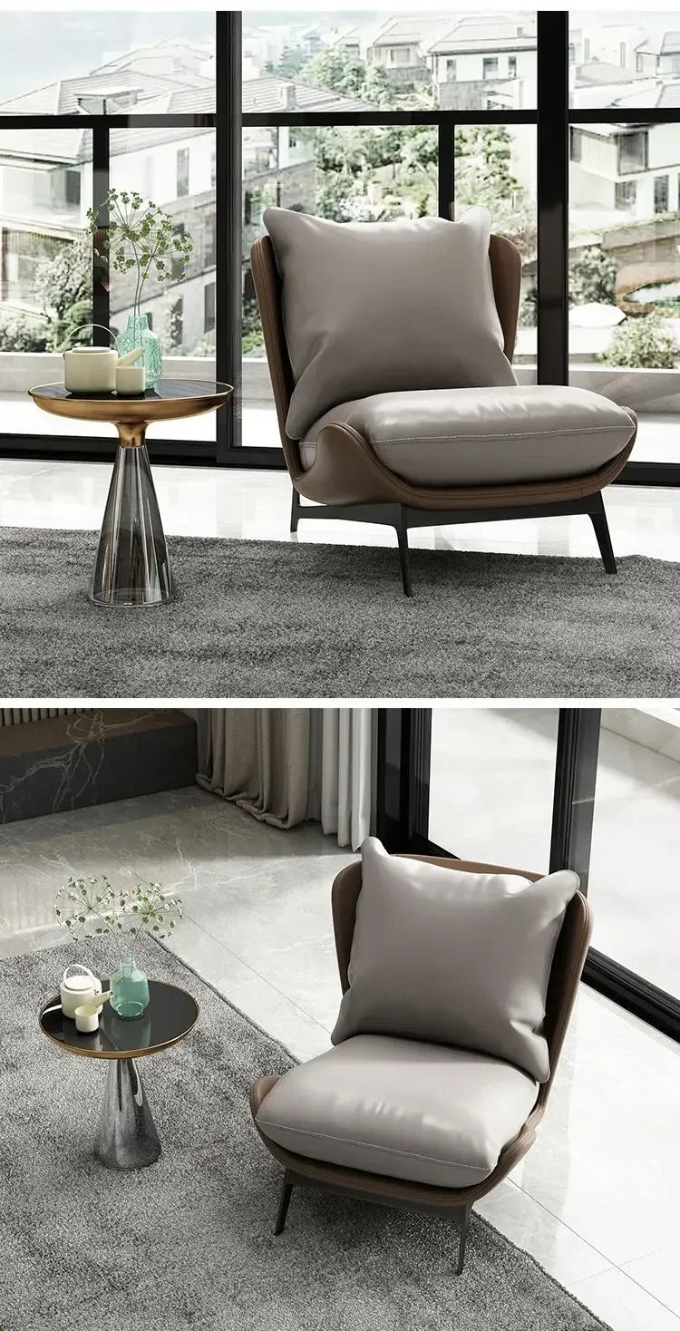 Chic and Contemporary Nordic Chair for Cozy Living Room Lounging Minimalist Single Seat Sofa with Artistic Touch for Balcony