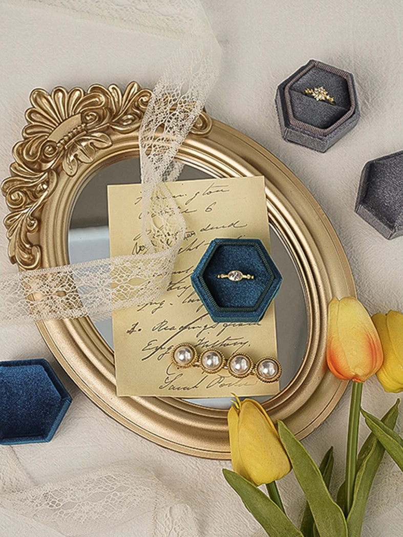 Rustic French Palace Style Carving Frame Table Mirror Gold Mirror Tray Home Decorative Mirror Bedroom Table Makeup Mirror