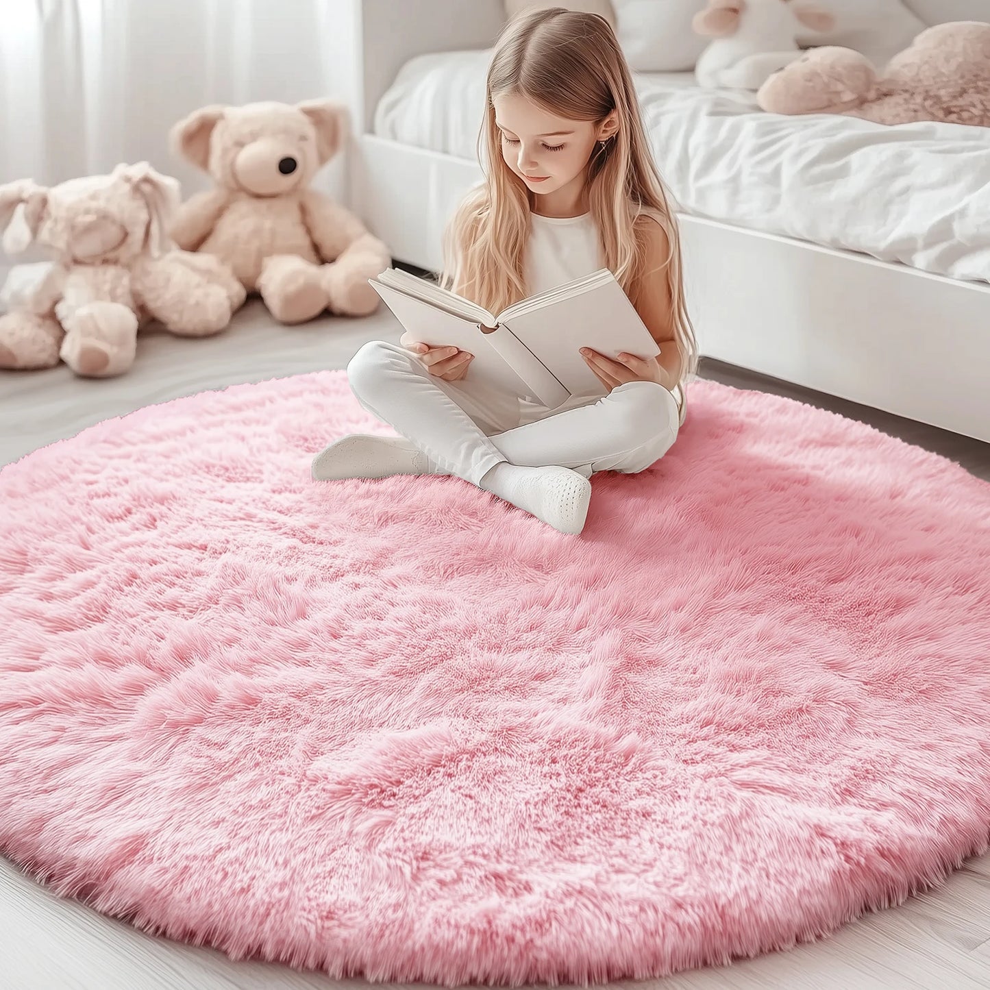 Olanly Large Area Rugs For Living Room Bedroom Soft Fluffy Shaggy Bedside Rug Indoor Floor Plush Carpet for Kids Dorm Home Decor