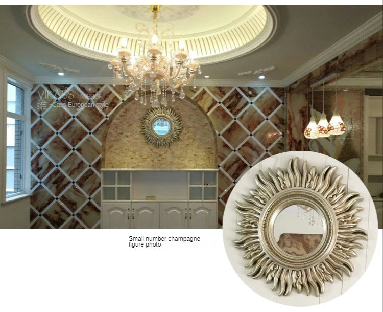 Sun Apollo Art Wall Mirror Decorative Bathroom Accessory Unique Champion Designs Reflective Art Piece Elegant Wall Decor