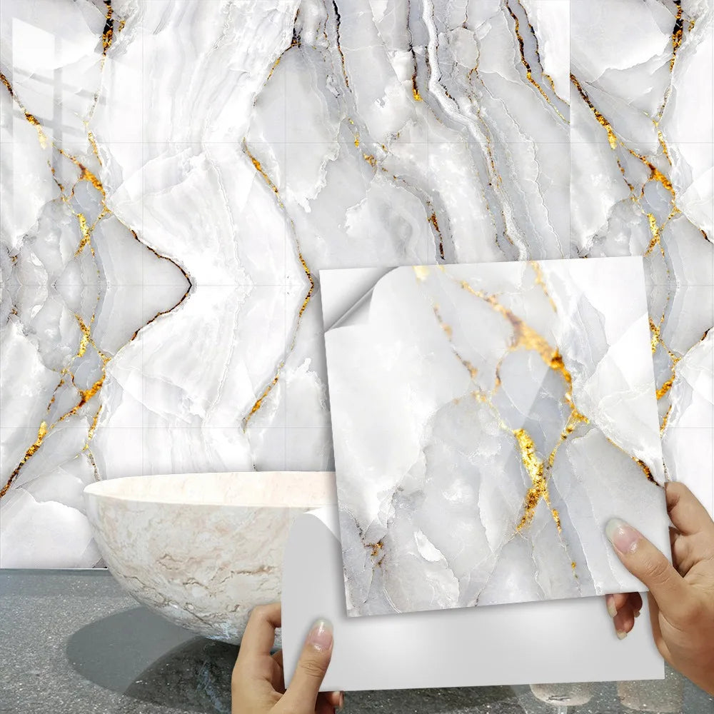 Background Decoration Glossy Anti-marble Texture Wall Stickers Moisture-proof Waterproof Self-adhesive Stickers PVC Foam Decals