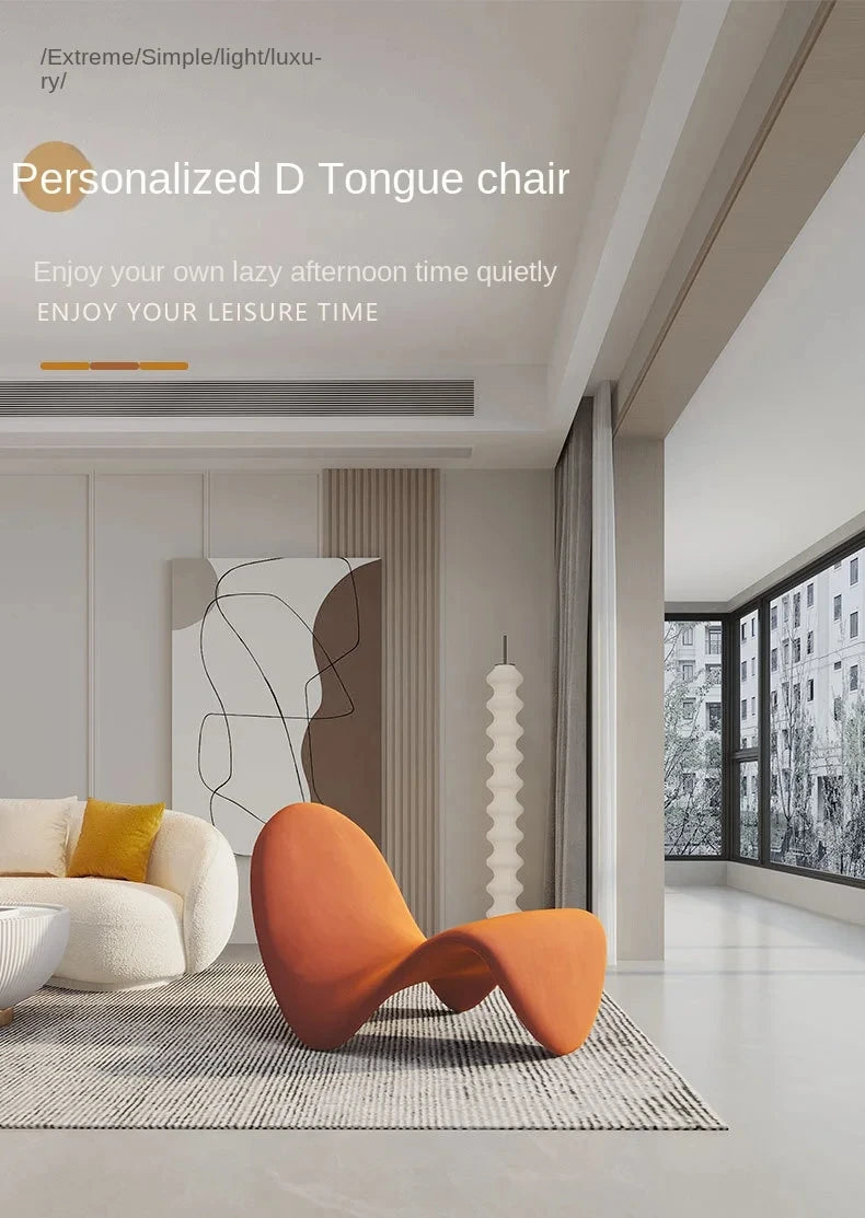 Tongue Chair Lazy Person Sofa Single Designer Models Living Room Balcony Lying Leisure Creative Net Red Ins Style Single Chair
