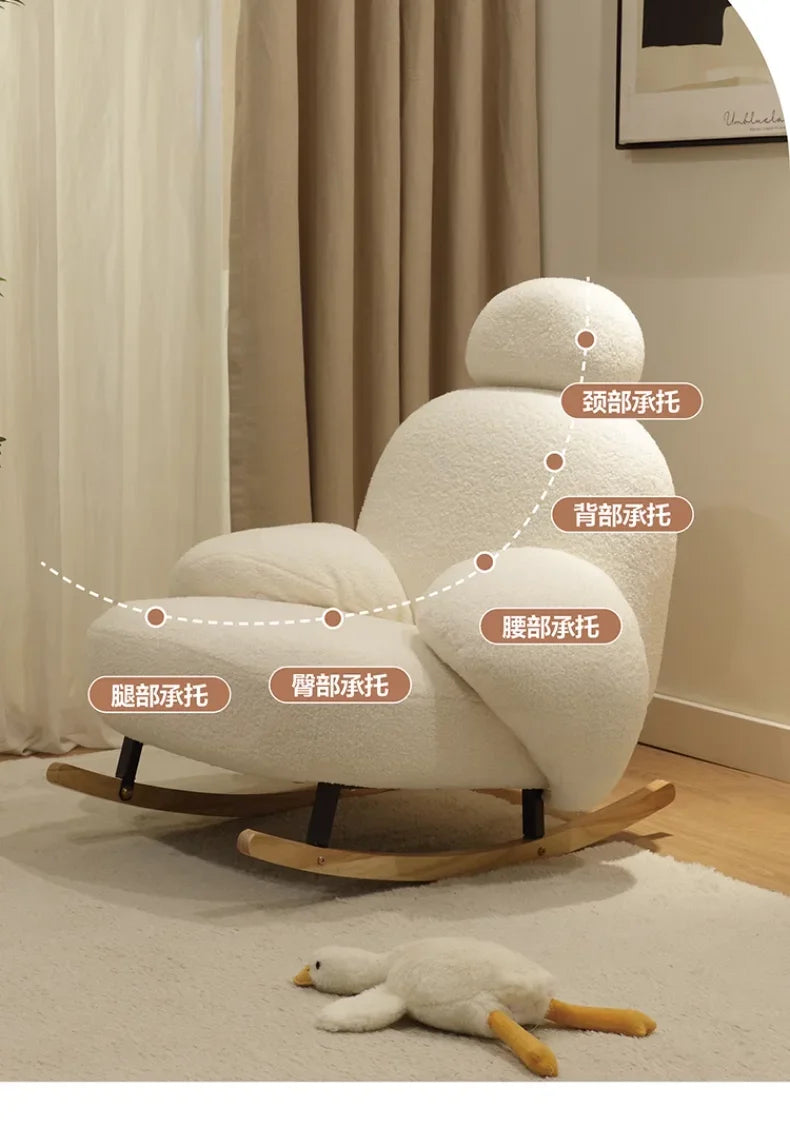 Home Cream Style Living Room Balcony Leisure Lazy Sofa, Light Luxury Bedroom Recliner, Nordic Rocking Chair, Housewarming Gift
