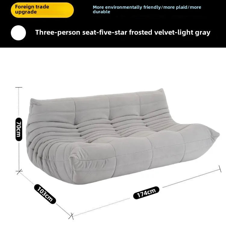 Fashion freehand space original first layer cowhide three-person Italian minimalist Togo caterpillar lazy sofa