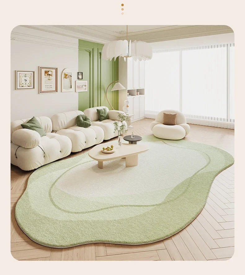 Green Cream Rugs for Bedroom Large Area Living Room Decoration Irregular Shape Carpet Soft Fluffy Lounge Rug Anti-slip Study Mat