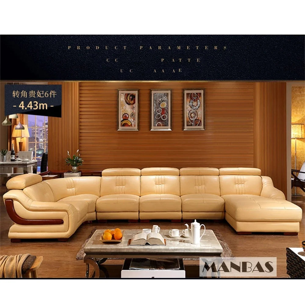 Linlamlim Premium Italian Genuine Leather Sofa Set Big Sectional Couch Living Room Sofas With Adjustable Headrest Home Furniture