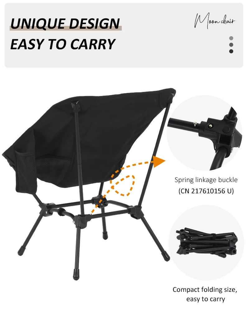 Square Structure Beach Fishing Stool, Convenient Four-Corner Camping Folding Chair, Lightweight Iron Tube Moon Chair