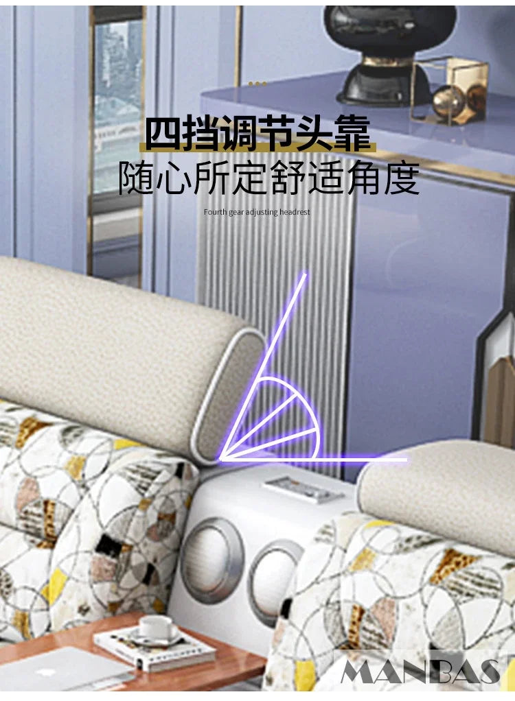Big U-Shape Coth Living Room Sofa Sets with USB, Speaker, Stools,Bluetooth - Linlamlim Fabric Sectional Sofas for Home Furniture